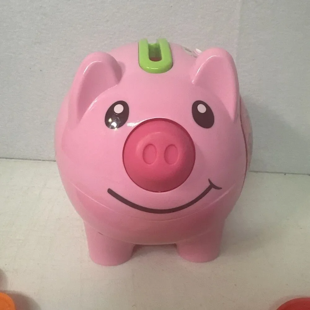 fisher price piggy bank coins colorful count smart stages save money pink cute
